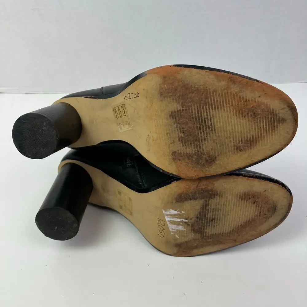 Draper James Tegan Black Leather Barrel Heeled Booties Ankle Boots Dressy Sz 8